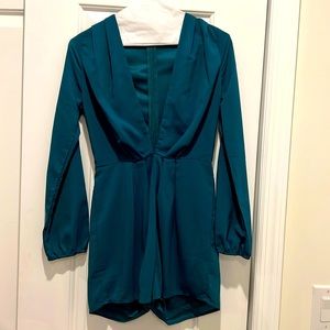 Turquoise silk romper